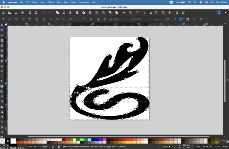 Screenshot of blog logo in Inkscape, showing the nodes.