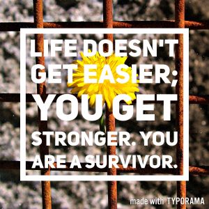 Life doesn't get easier; you get stronger. You are a domestic abuse survivor and you will see better days.