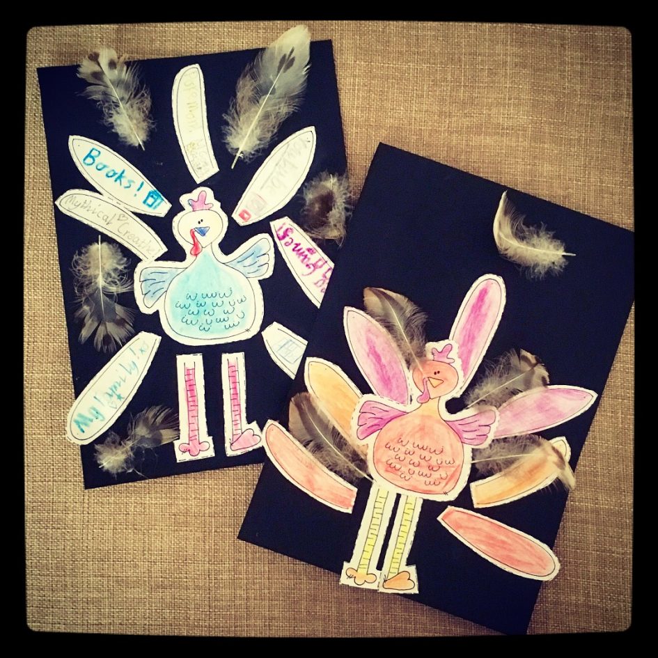 Thanksgiving 2017 turkey mixed media collages.