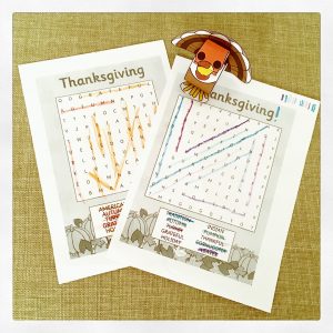 Thanksgiving 2017 word search and 3D turkey craft by Twinkl.