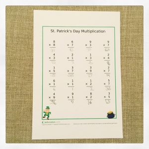 St Patrick's Day multiplication worksheet.